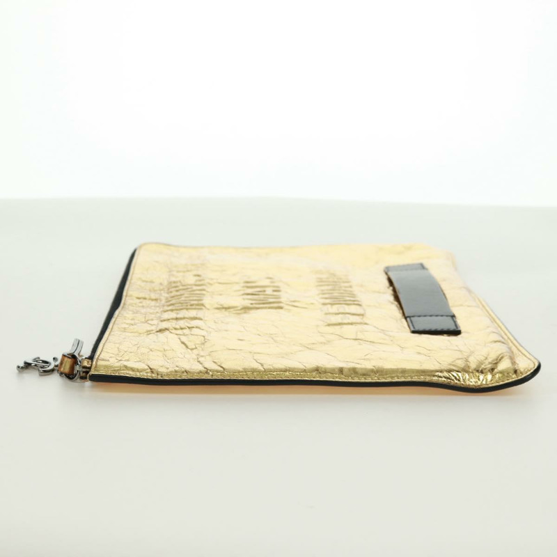 【日本直送】香奈兒金色雙C標誌皮革手拿包，貨號165360M-2