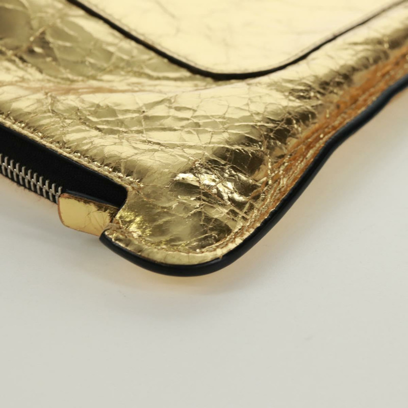 【日本直送】香奈兒金色雙C標誌皮革手拿包，貨號165360M-15