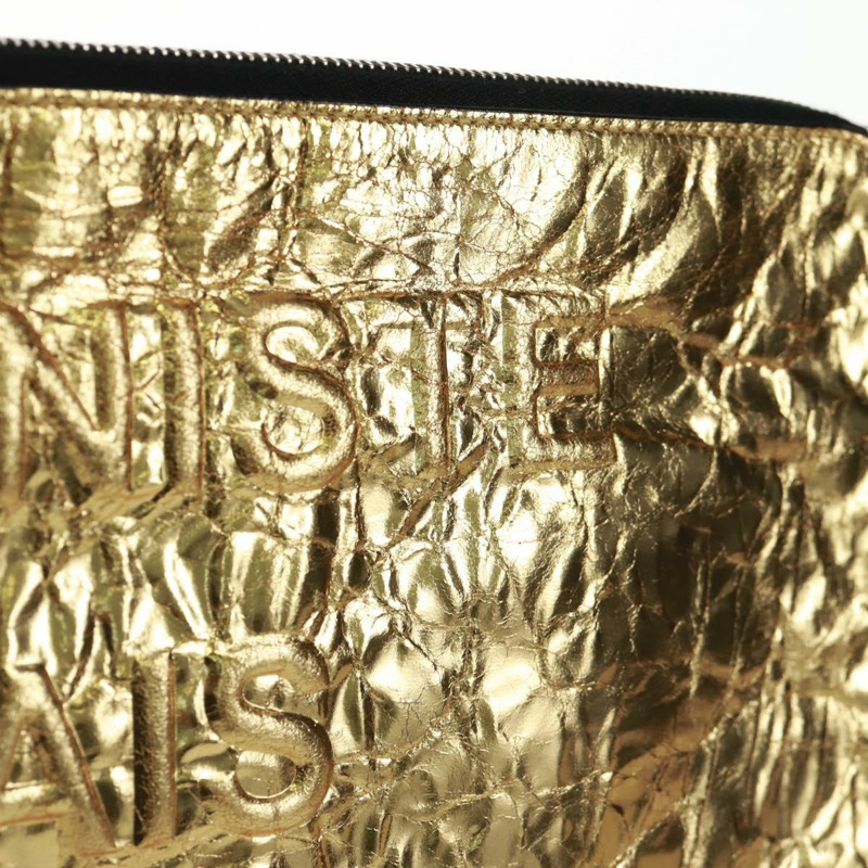 【日本直送】香奈兒金色雙C標誌皮革手拿包，貨號165360M-18