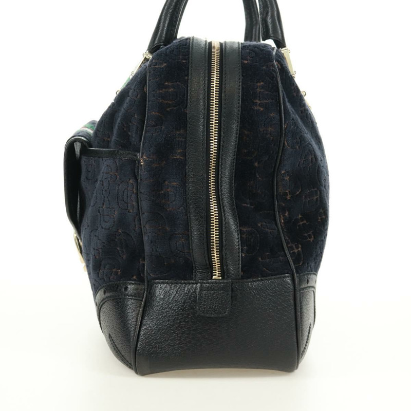 【日本直送】GUCCI Web Sherry Line 馬銜扣手提包 絲絨 黑色 金 紅色 145771 正品 165367V-2