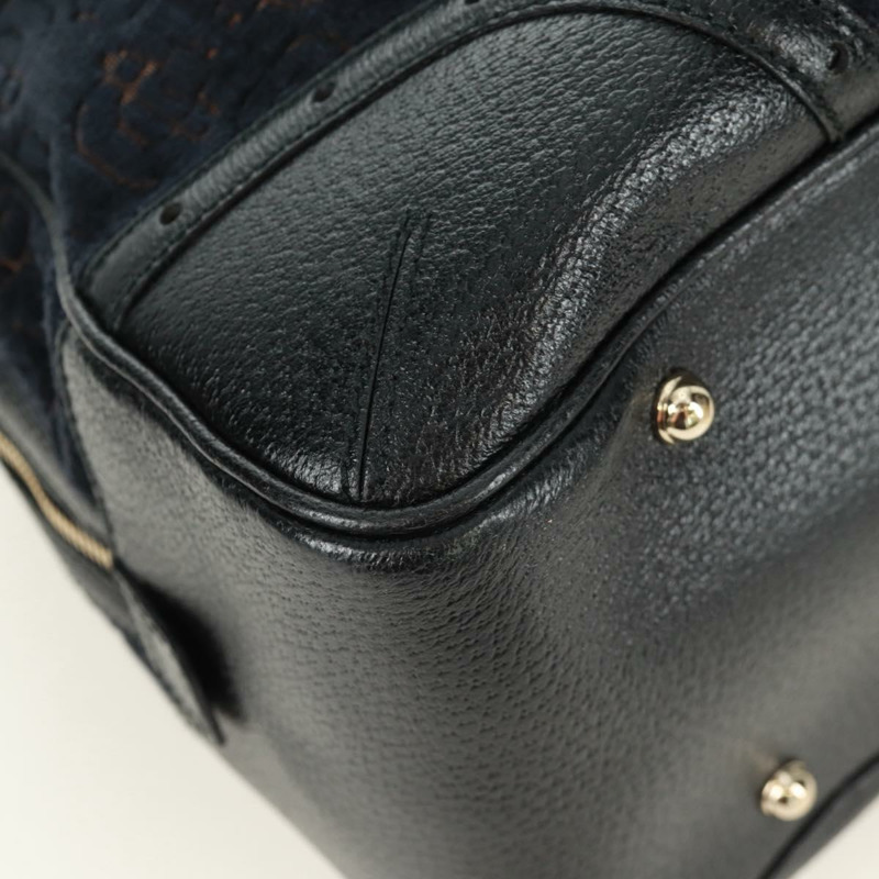 【日本直送】GUCCI Web Sherry Line 馬銜扣手提包 絲絨 黑色 金 紅色 145771 正品 165367V-7