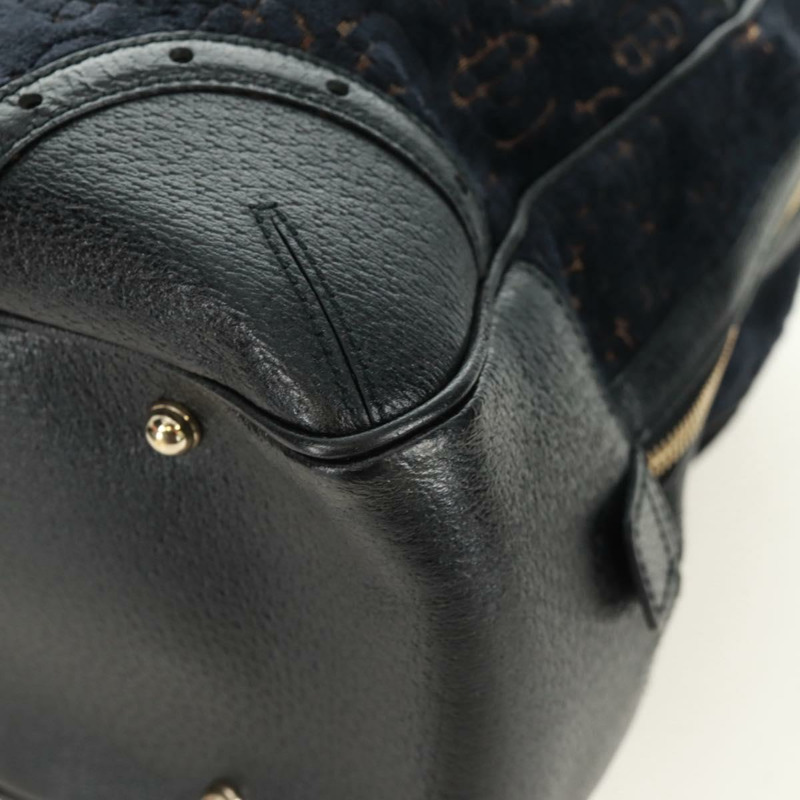 【日本直送】GUCCI Web Sherry Line 馬銜扣手提包 絲絨 黑色 金 紅色 145771 正品 165367V-14