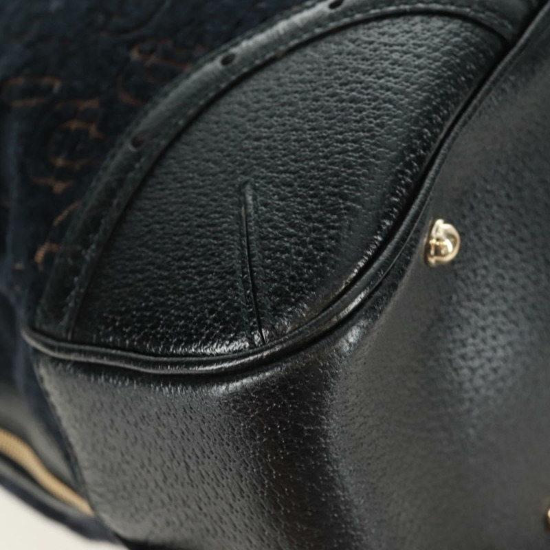 【日本直送】GUCCI Web Sherry Line 馬銜扣手提包 絲絨 黑色 金 紅色 145771 正品 165367V-15
