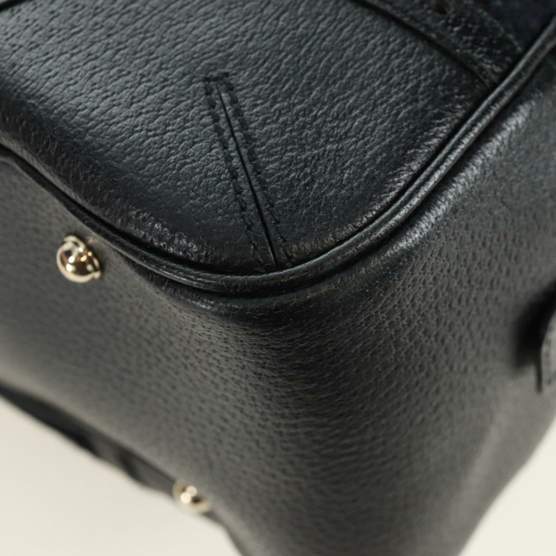 【日本直送】GUCCI Web Sherry Line 馬銜扣手提包 絲絨 黑色 金 紅色 145771 正品 165367V-16