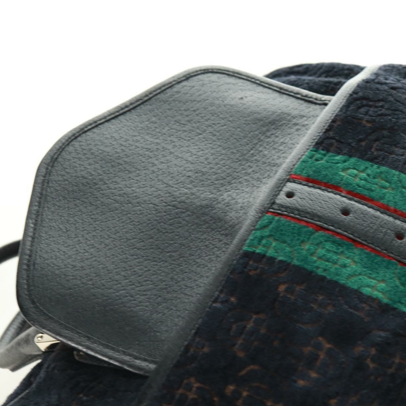 【日本直送】GUCCI Web Sherry Line 馬銜扣手提包 絲絨 黑色 金 紅色 145771 正品 165367V-18