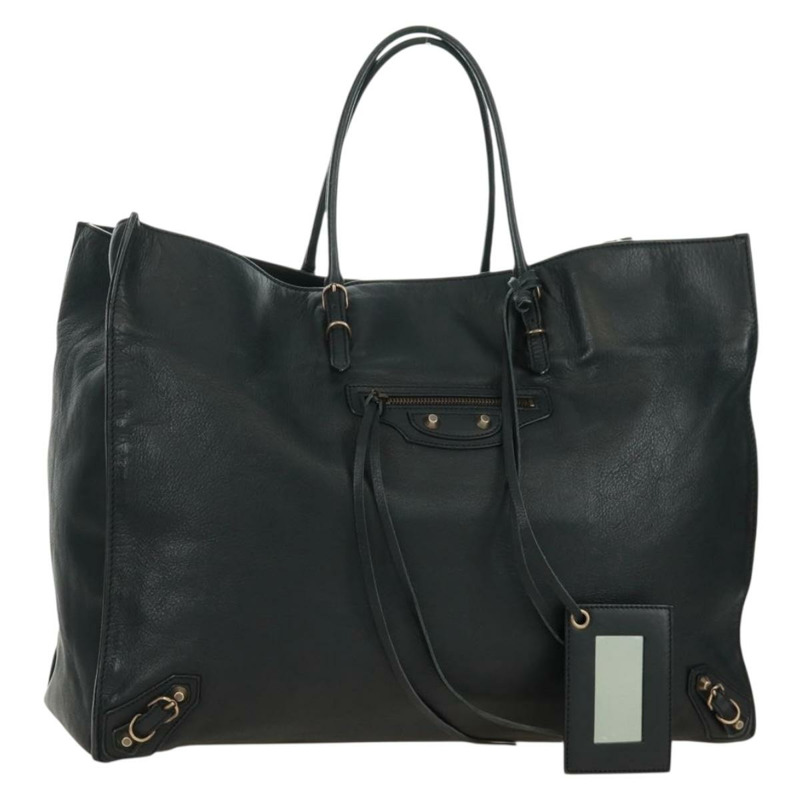 【日本直送】BALENCIAGA A4 紙手提包，黑色皮革，貨號 236701，正品編號 158583M-0