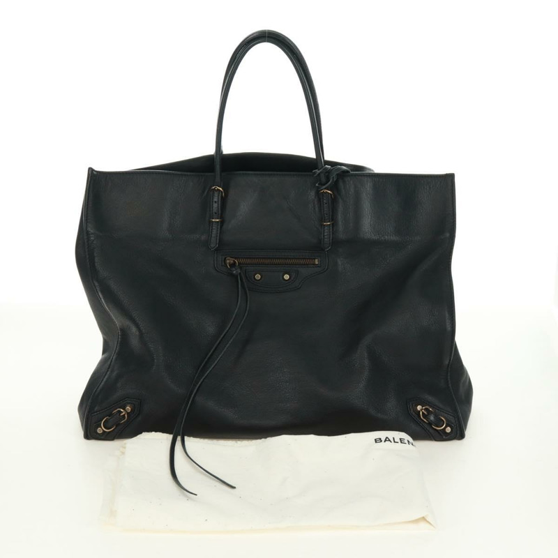 【日本直送】BALENCIAGA A4 紙手提包，黑色皮革，貨號 236701，正品編號 158583M-11