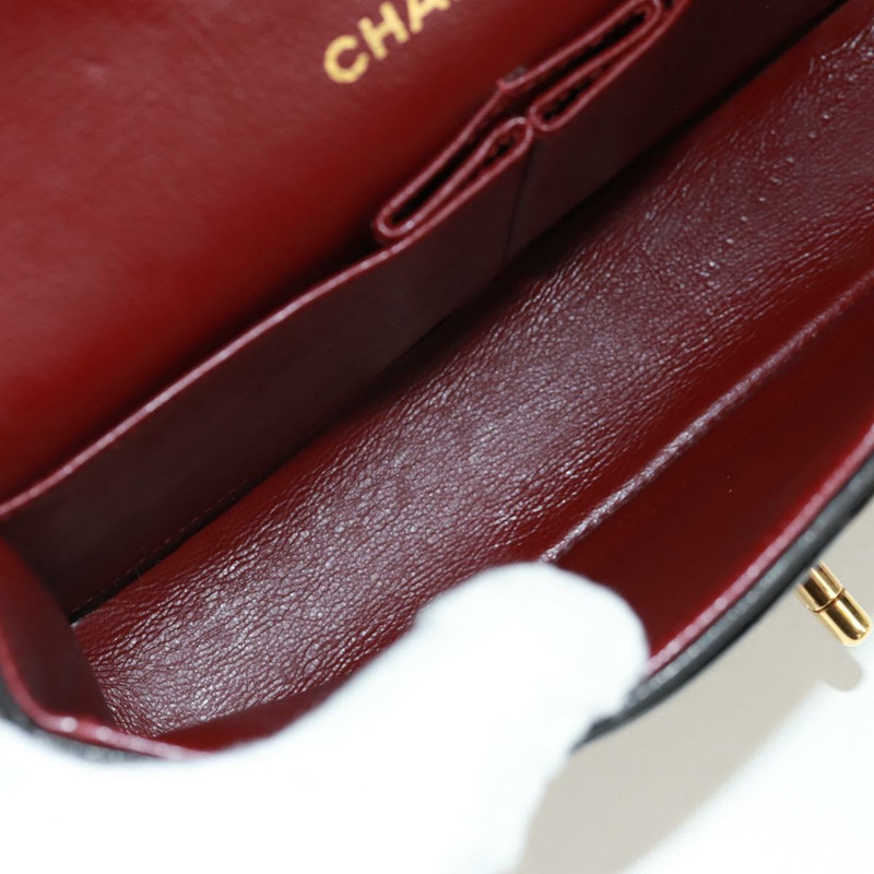 【日本直送】香奈兒雙蓋鏈條絎縫23號包，羊皮材質，黑色金色雙C標誌，正品SK010SV-9