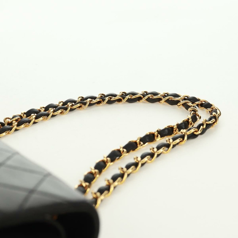 【日本直送】香奈兒雙蓋鏈條絎縫23號包，羊皮材質，黑色金色雙C標誌，正品SK010SV-14