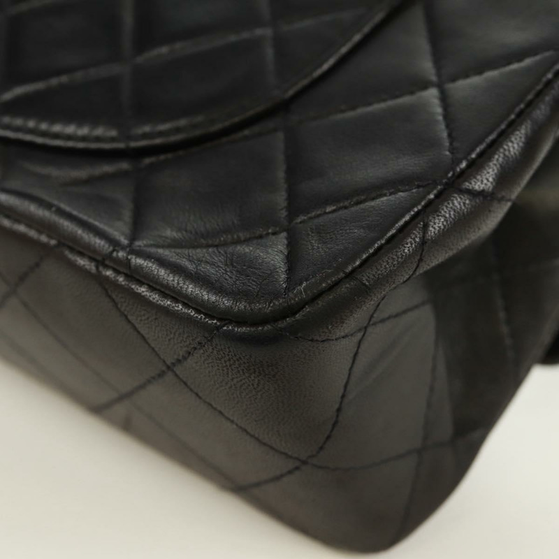 【日本直送】香奈兒雙蓋鏈條絎縫23號包，羊皮材質，黑色金色雙C標誌，正品SK010SV-18