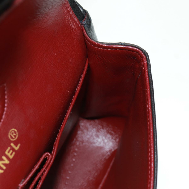 【日本直送】香奈兒雙蓋鏈條絎縫23號包，羊皮材質，黑色金色雙C標誌，正品SK010SV-26