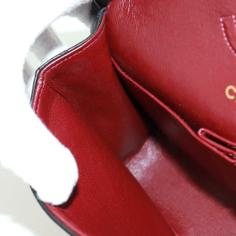 【日本直送】香奈兒雙蓋鏈條絎縫23號包，羊皮材質，黑色金色雙C標誌，正品SK010SV-27