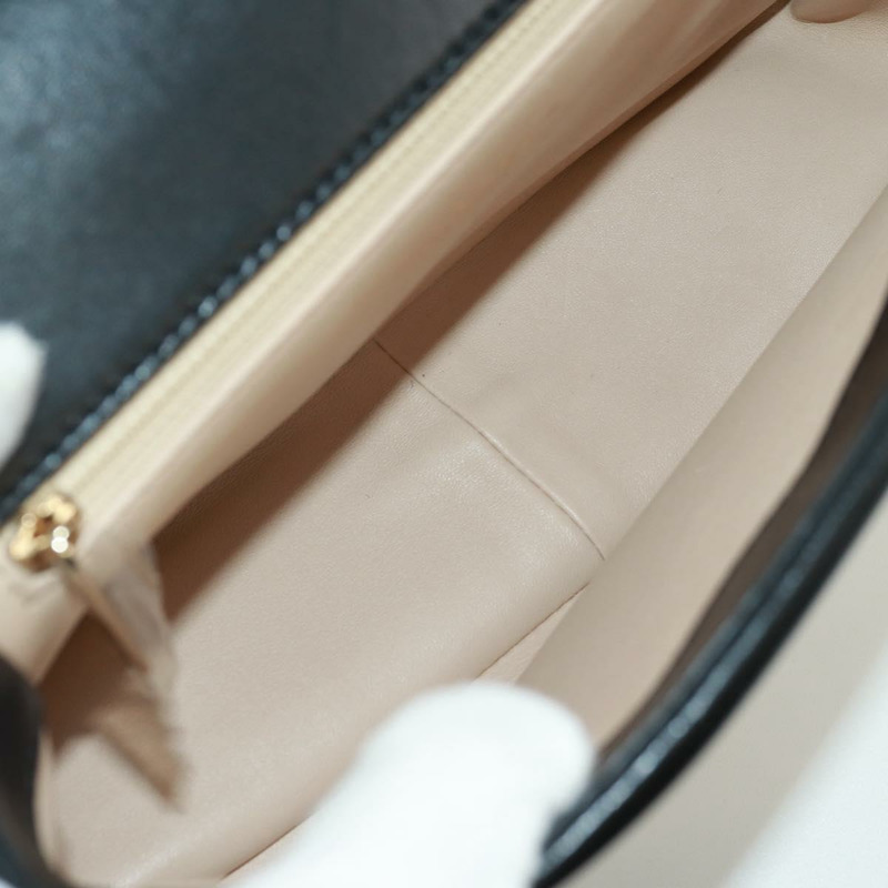 【日本直送】香奈兒單蓋絎縫23羊皮手提包，黑色雙C標誌，SK007SM-8