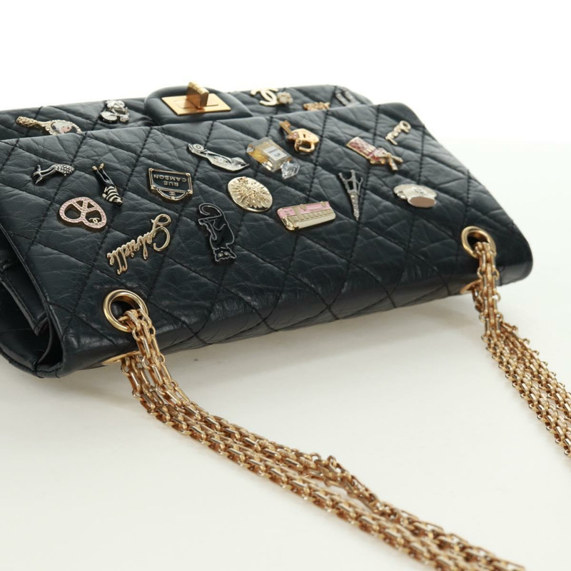 【日本直送】香奈兒 2.55 單翻蓋鏈條幸運符刺繡小牛皮 CC 正品 SK014SM-5