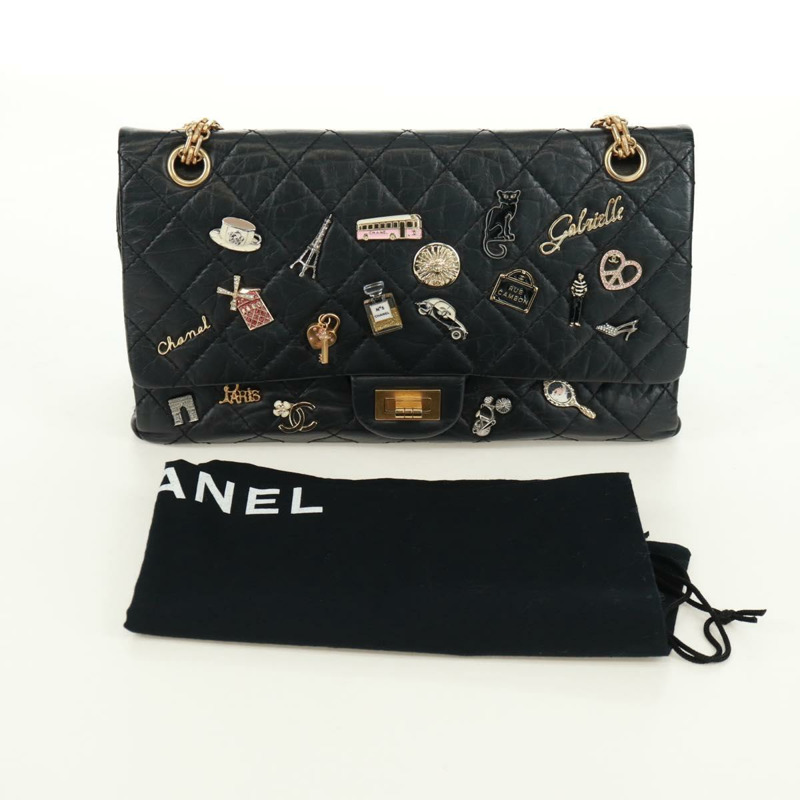 【日本直送】香奈兒 2.55 單翻蓋鏈條幸運符刺繡小牛皮 CC 正品 SK014SM-11