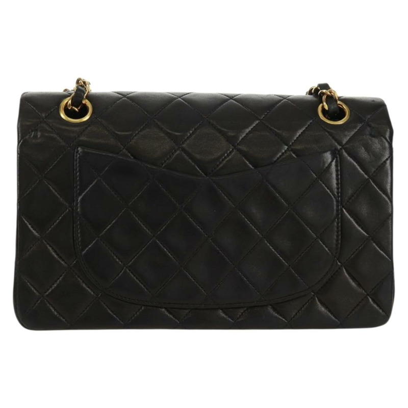 【日本直送】香奈兒雙蓋雙鏈絎縫23號包，羊皮材質，黑色，CC標誌，正品SK009SV-1