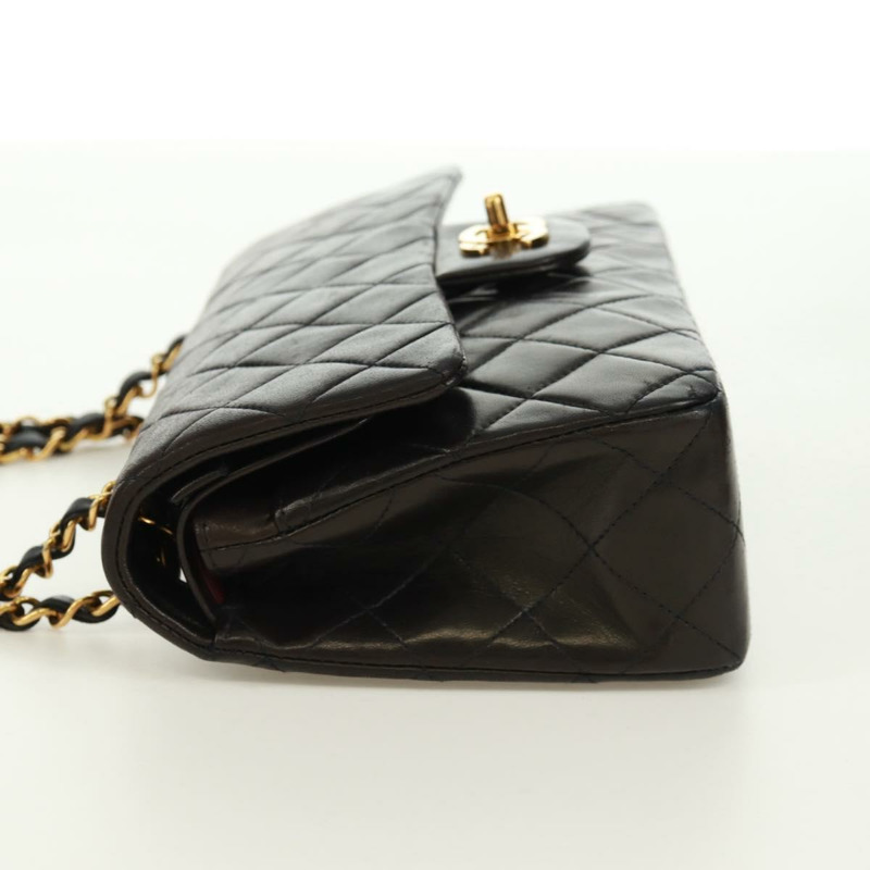 【日本直送】香奈兒雙蓋雙鏈絎縫23號包，羊皮材質，黑色，CC標誌，正品SK009SV-2