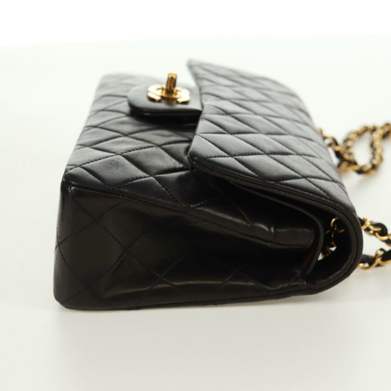 【日本直送】香奈兒雙蓋雙鏈絎縫23號包，羊皮材質，黑色，CC標誌，正品SK009SV-3