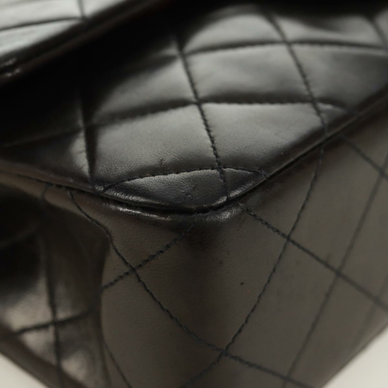 【日本直送】香奈兒雙蓋雙鏈絎縫23號包，羊皮材質，黑色，CC標誌，正品SK009SV-13