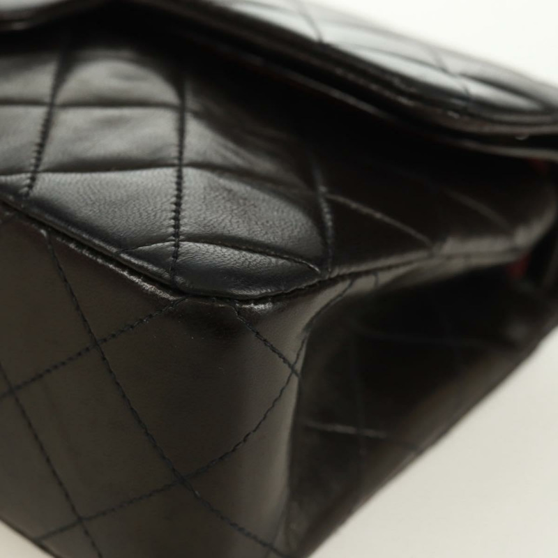 【日本直送】香奈兒雙蓋雙鏈絎縫23號包，羊皮材質，黑色，CC標誌，正品SK009SV-14