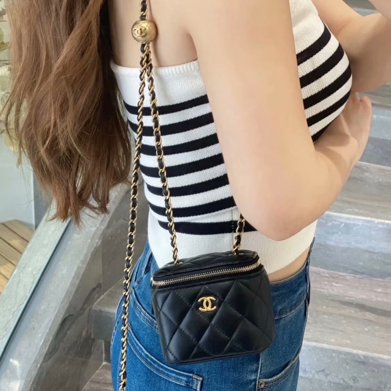 【97新 ✨ 全網最低價！】Chanel 香奈兒 金球 黑金 羊皮mini小盒子包（下單前先詢問庫存❗️）-1