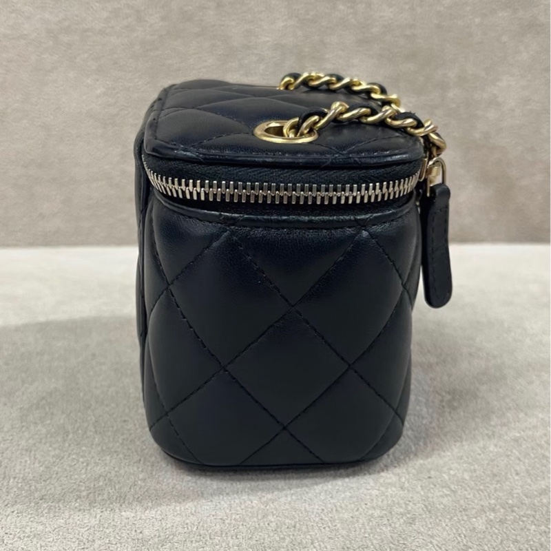 【97新 ✨ 全網最低價！】Chanel 香奈兒 金球 黑金 羊皮mini小盒子包（下單前先詢問庫存❗️）-5