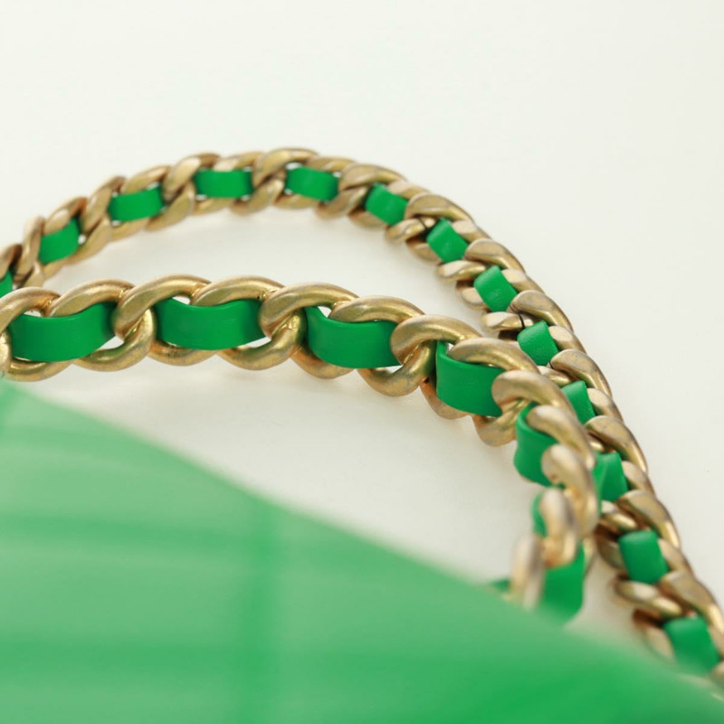 【日本直送】香奈兒 (CHANEL) Matelasse 頂部手柄鏈條包，皮革材質，兩用，綠色/金色雙C標誌，貨號 173128SM-13