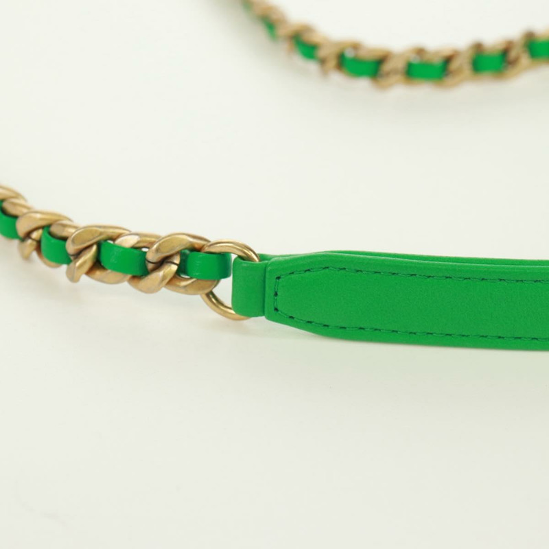 【日本直送】香奈兒 (CHANEL) Matelasse 頂部手柄鏈條包，皮革材質，兩用，綠色/金色雙C標誌，貨號 173128SM-14