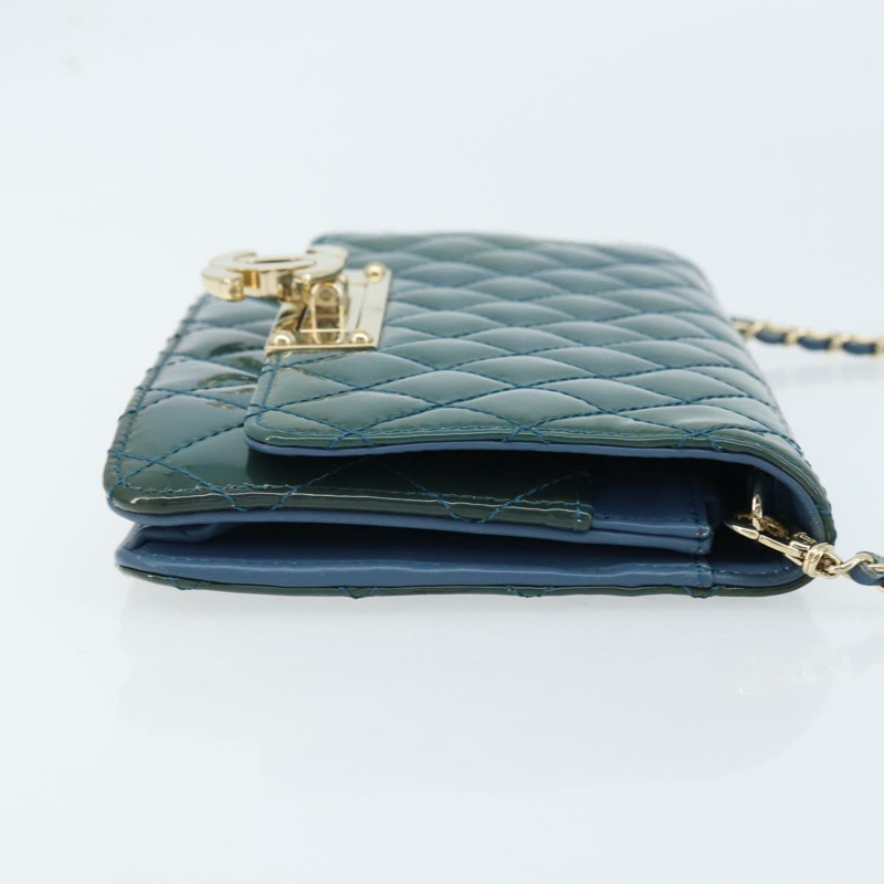 【日本直送】香奈兒 (CHANEL) Matelasse 鏈條肩背包，漆皮綠色金色雙C標誌，貨號 173130SAM-2