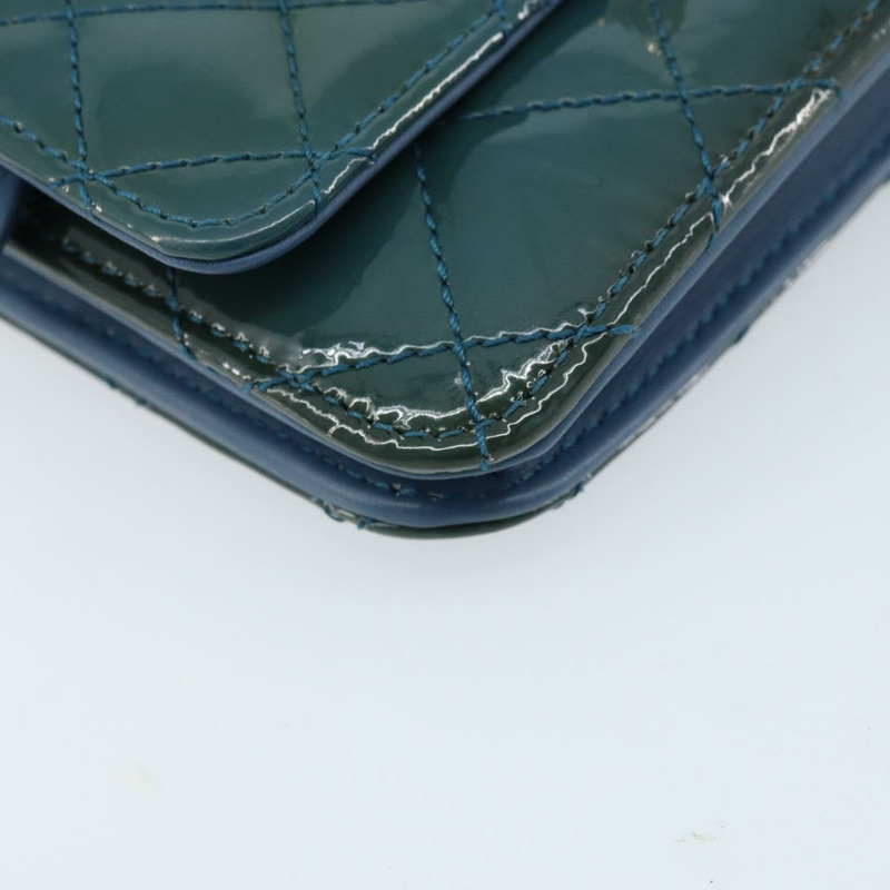 【日本直送】香奈兒 (CHANEL) Matelasse 鏈條肩背包，漆皮綠色金色雙C標誌，貨號 173130SAM-14