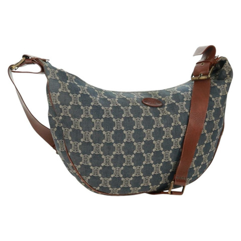 CELINE Paris Macadam帆布單肩包 藍色 正品 173229V