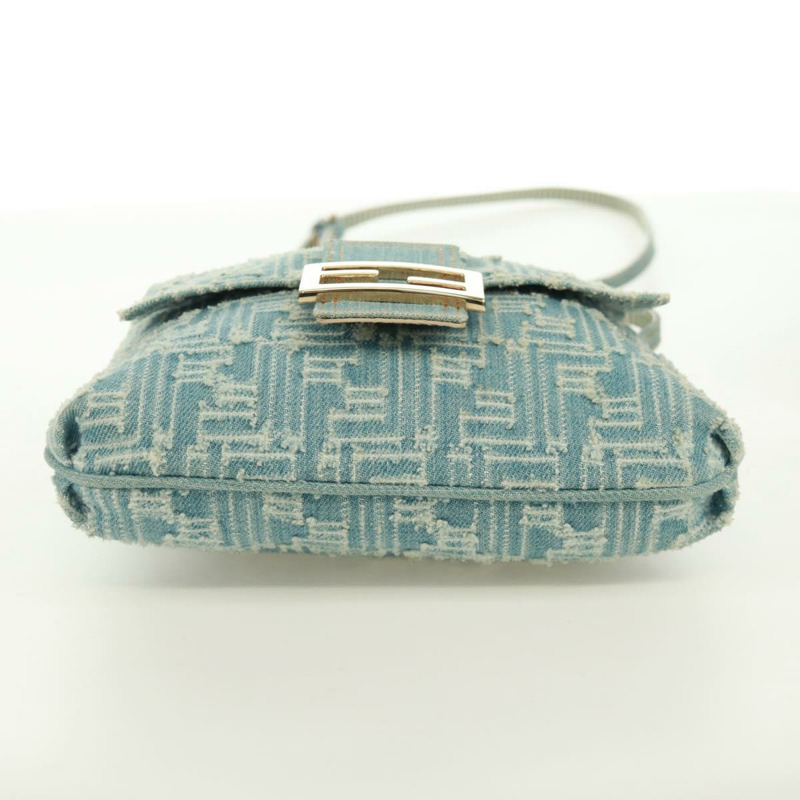 【日本直送】FENDI Zucca帆布Mamma Baguette單肩包 淺藍 金 正品 173198V-4