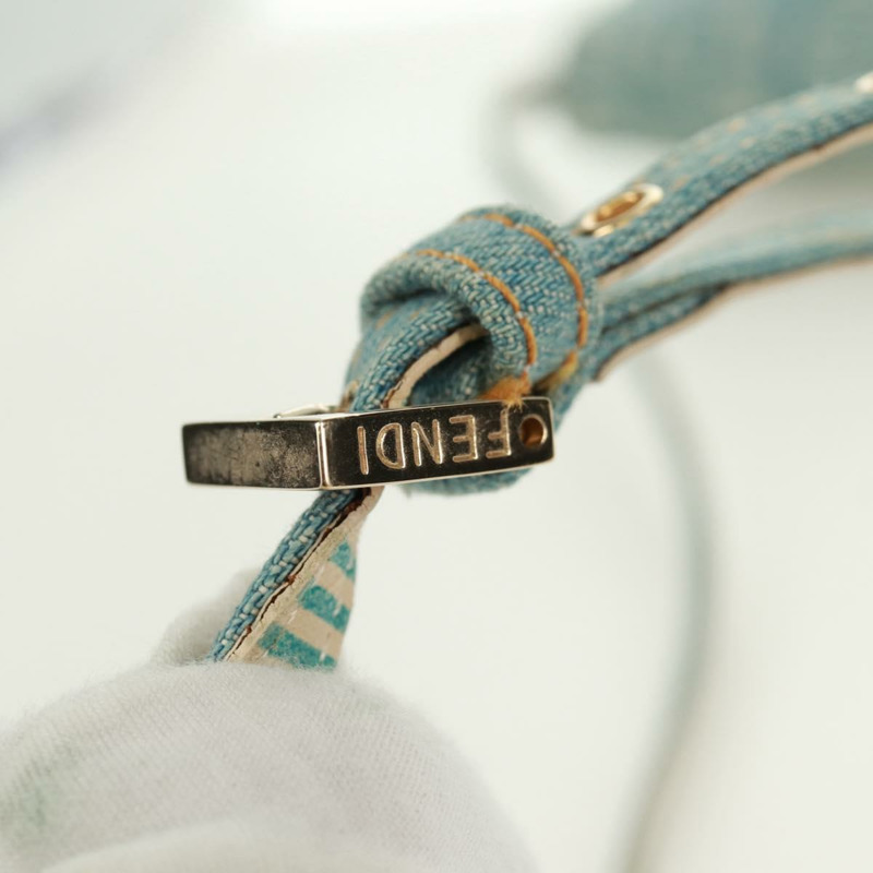 【日本直送】FENDI Zucca帆布Mamma Baguette單肩包 淺藍 金 正品 173198V-8