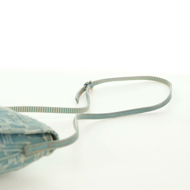 【日本直送】FENDI Zucca帆布Mamma Baguette單肩包 淺藍 金 正品 173198V-13