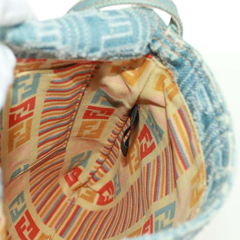 【日本直送】FENDI Zucca帆布Mamma Baguette單肩包 淺藍 金 正品 173198V-23