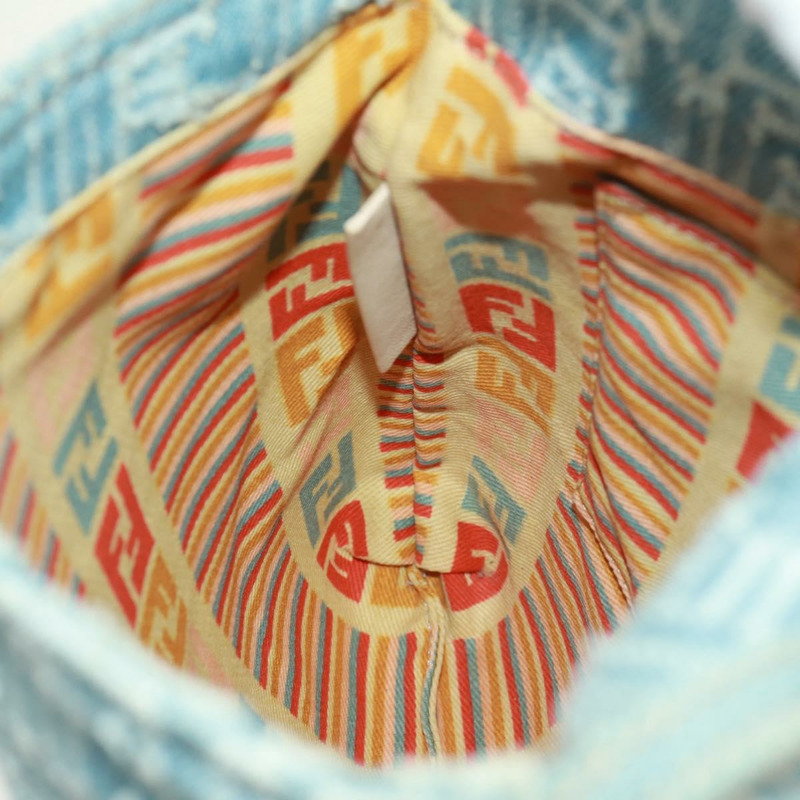 【日本直送】FENDI Zucca帆布Mamma Baguette單肩包 淺藍 金 正品 173198V-24