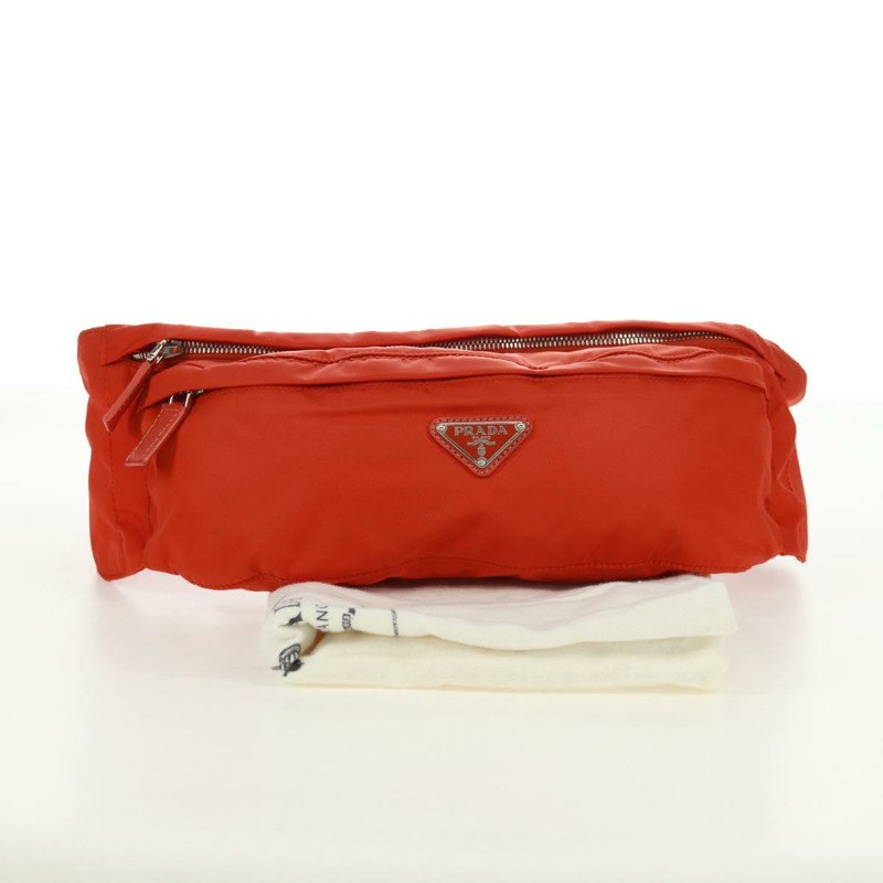 【日本直送】PRADA 腰包 尼龍 橘色 銀色 正品 165773V-11