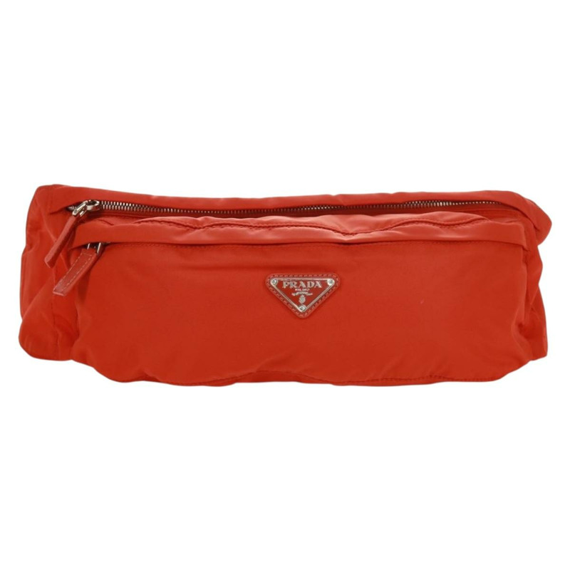 【日本直送】PRADA 腰包 尼龍 橘色 銀色 正品 165773V-12