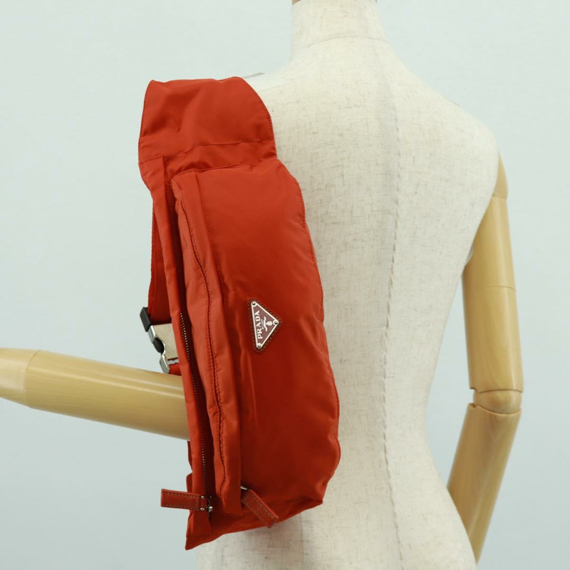 【日本直送】PRADA 腰包 尼龍 橘色 銀色 正品 165773V-25