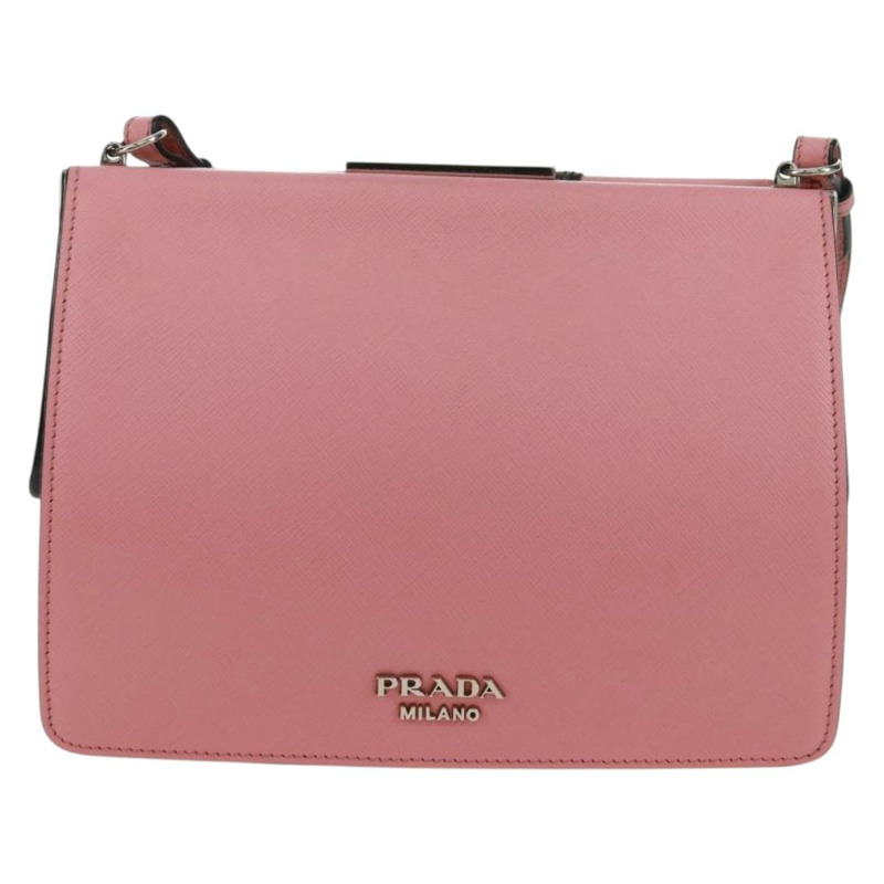 【日本直送】PRADA 鏈條單肩包 Safiano 皮革 粉紅色 銀色 正品 172073M-1