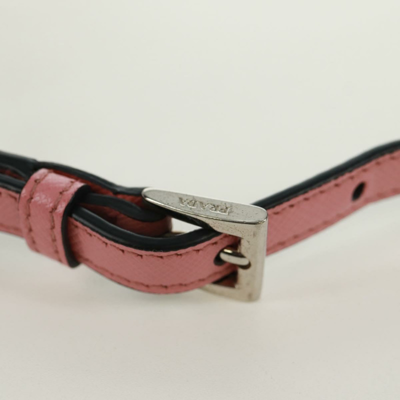 【日本直送】PRADA 鏈條單肩包 Safiano 皮革 粉紅色 銀色 正品 172073M-8