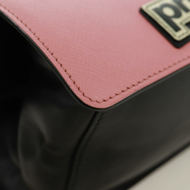 【日本直送】PRADA 鏈條單肩包 Safiano 皮革 粉紅色 銀色 正品 172073M-14