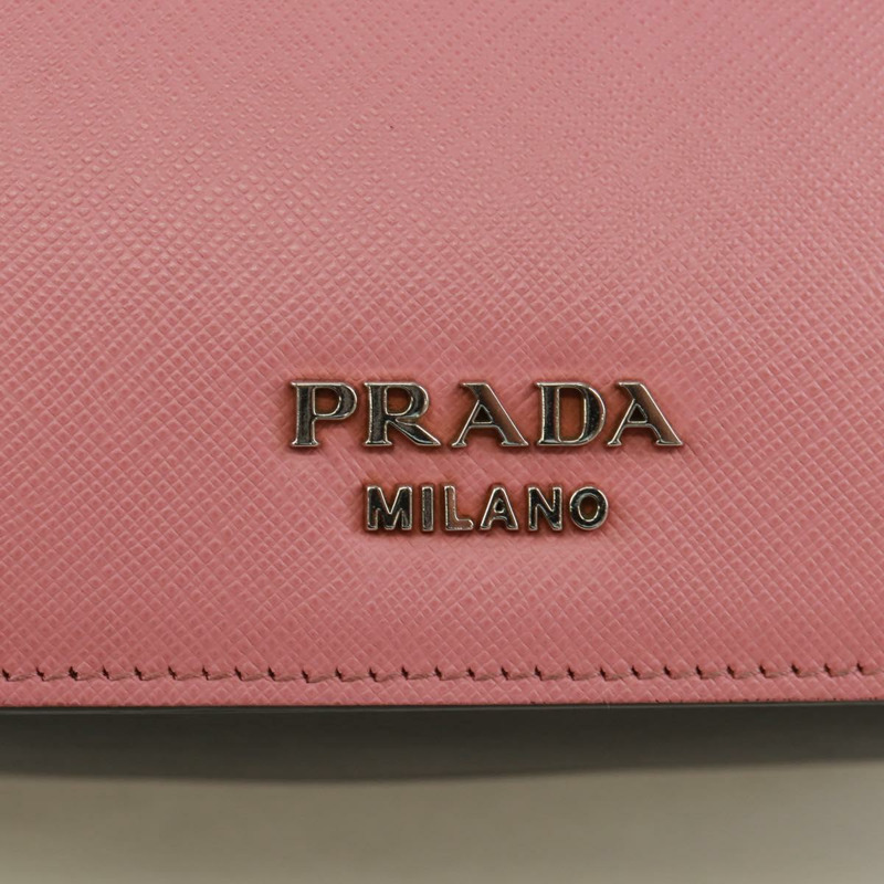 【日本直送】PRADA 鏈條單肩包 Safiano 皮革 粉紅色 銀色 正品 172073M-18