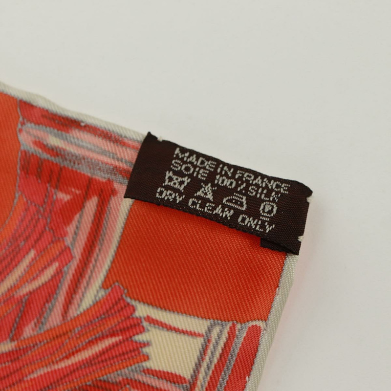 【日本直送】HERMES Carre 90 圍巾「AU FIL DU CARRE」絲質橘色 172021M-10