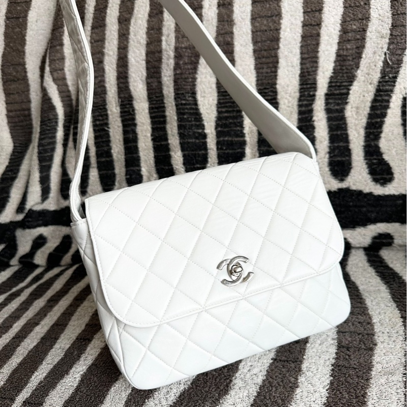 【95%新✨白色顯氣質👍🏻全網最低價】Chanel中古vintage白色kelly寬肩帶box-2