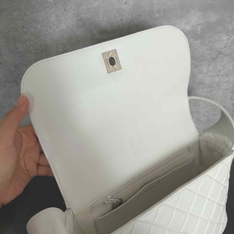 【95%新✨白色顯氣質👍🏻全網最低價】Chanel中古vintage白色kelly寬肩帶box-9