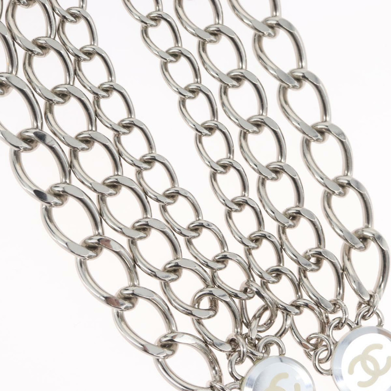 【日本直送】香奈兒 COCO 標誌鏈條夾，適用於服裝腰帶，金屬銀色 CC 標誌，正品編號 133239M-2