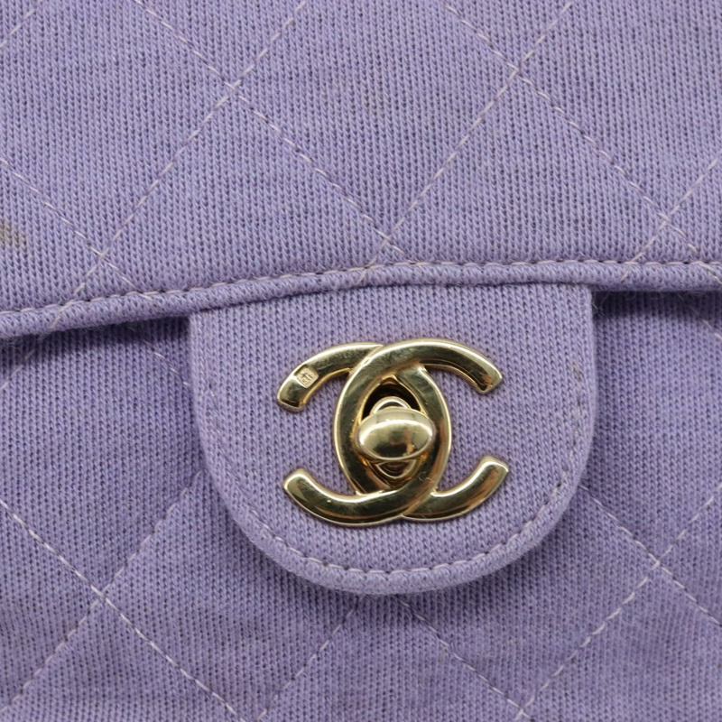 【日本直送】香奈兒絎縫鏈條肩背包，棉質紫色金色雙C標誌，正品 ka2484SAV-19