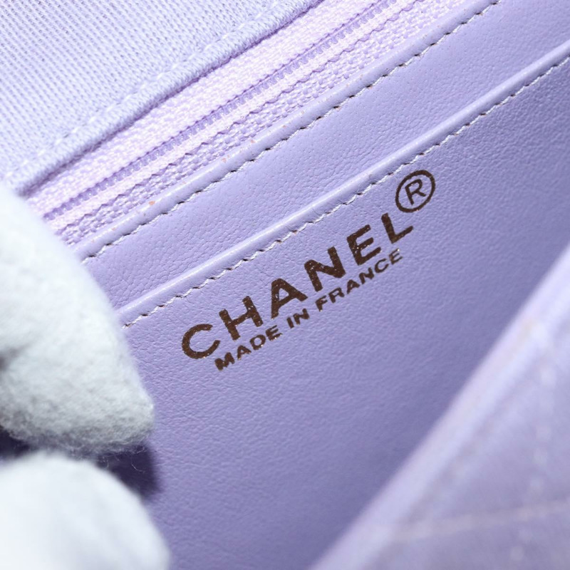 【日本直送】香奈兒絎縫鏈條肩背包，棉質紫色金色雙C標誌，正品 ka2484SAV-21