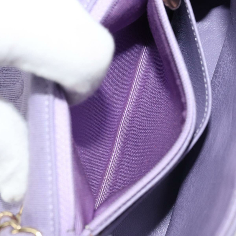 【日本直送】香奈兒絎縫鏈條肩背包，棉質紫色金色雙C標誌，正品 ka2484SAV-25